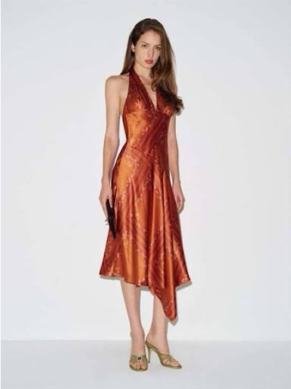 Reformation Copper Rust Asymmetrical Halter Dress